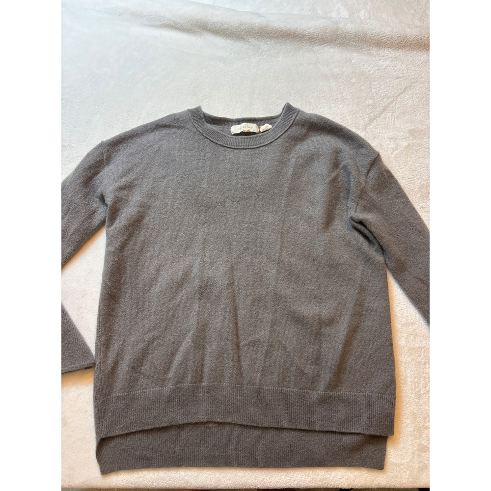 Inhabit 100% Cashmere Sweater Gray Crew Neck High Low Hem Pullover Womens Small